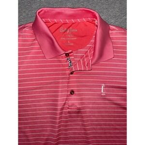 Bobby Jones Mens Pink Striped Golf Polo Shirt Large Preppy Athletic Lightweight